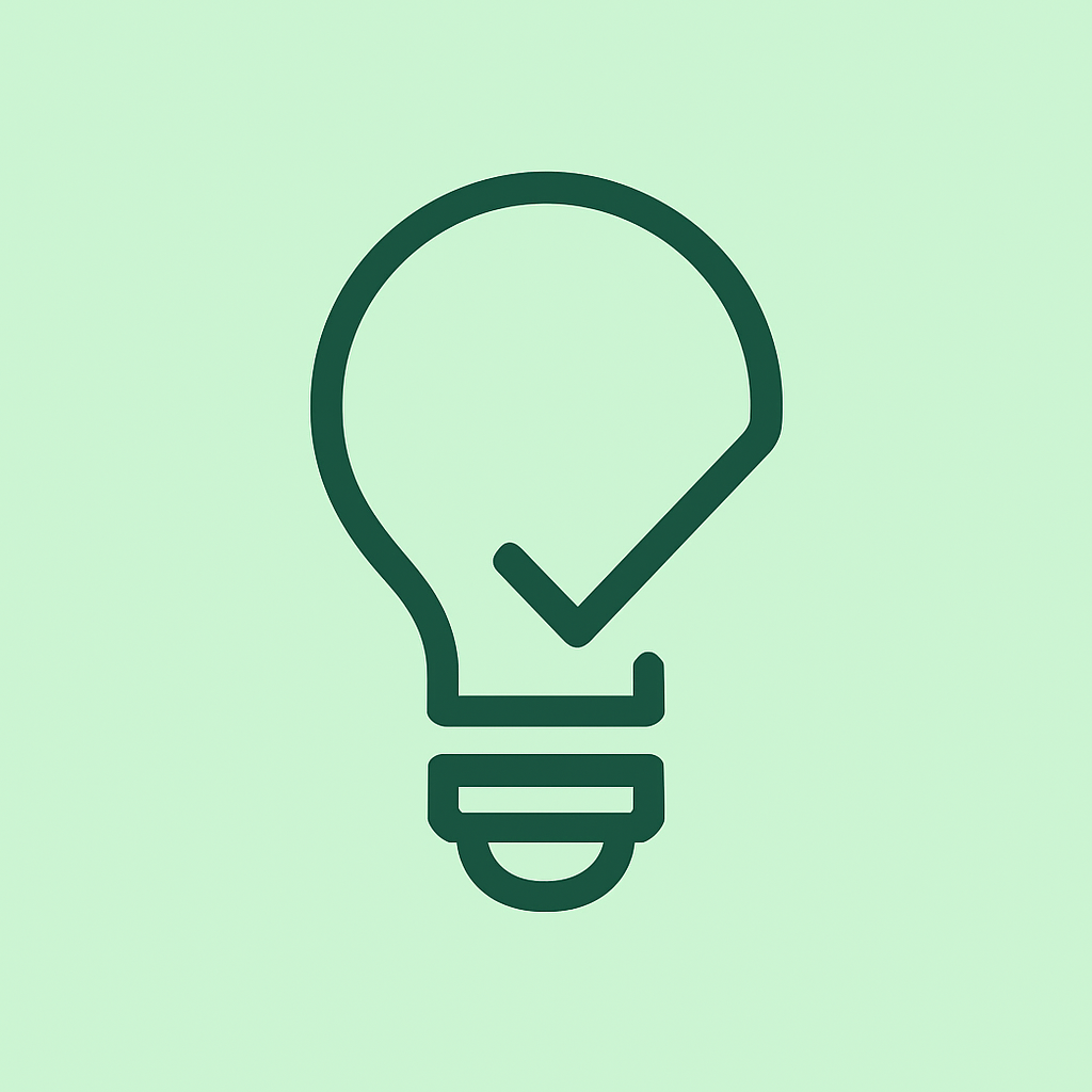 Light bulb with check mark